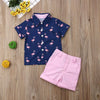 2019 Children Summer Clothing 2PCS Set Toddler Kid Baby Boy Flamingo Tops T-Shirt+Shorts Pants Outfits Short Sleeve Clothes 1-6T