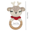 OOTDTY Crochet Elk Bunny Rattle Toys Wooden Baby Pram Clip Baby Gym Stroller Hanging Pendant Newborn Crib Mobile Rattle Toys