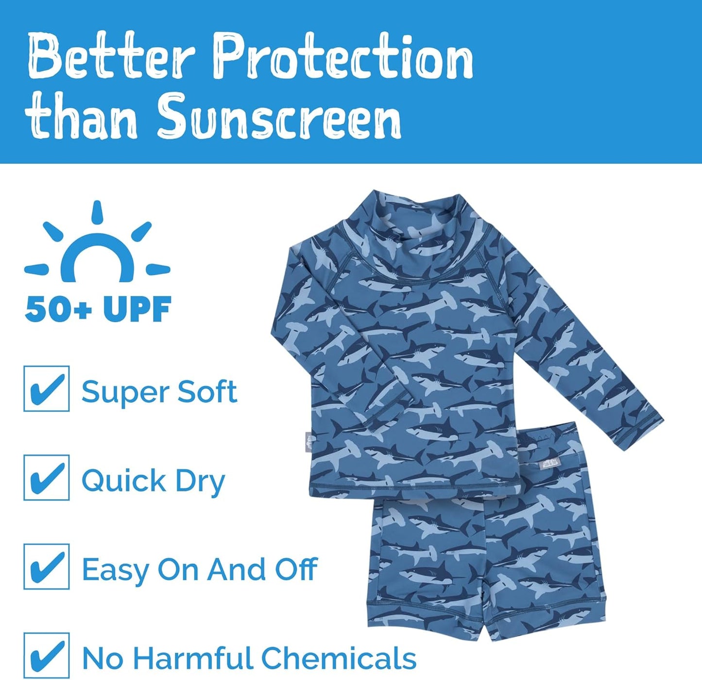 Long Sleeve 2-Pc UV Swim-Suit Set with Shorts (Baby, Toddler, Kids)
