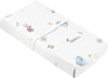 Baby 100% Breathable Cotton Percale Contoured Changing Pad Cover with Slits for Safety Straps, Made in Canada, 17" X 33" Multi Forest