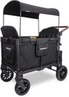 W4 Luxe Pro Stroller Wagon (4 Seater) - Collapsible Wagon Stroller with Seats Featuring 5-Point Safety Harnesses and Adjustable Sun Canopy, Jet Black