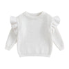 Baby Solid Color Ruffle Sweater Knitted Autum Winter Baby Girl Clothes round Neck Kid Toddler Girl Pullover Baby Outerwear