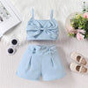 Little Kids Baby Girl Summer Clothes Solid Color Sleeveless Front Bow Cami Tops with Shorts 2 Pcs Outfit 18M-6T