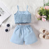 Little Kids Baby Girl Summer Clothes Solid Color Sleeveless Front Bow Cami Tops with Shorts 2 Pcs Outfit 18M-6T