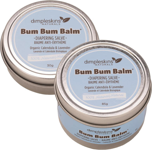 Dimpleskins Bum Bum Balm (2-Pack 30G & 85G) Natural Baby Bum Cream Calendula Cream Zinc-Free | Diaper Cream Soothe Baby Skin with Beeswax, Jojoba Oil Calendula & Vitamin E | Moisturizing Nourishing
