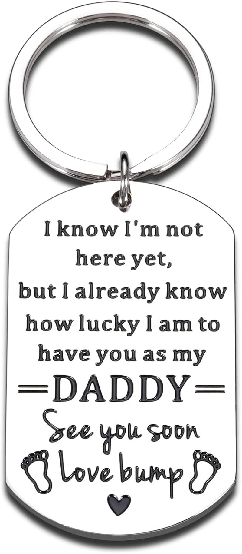 First Fathers Day for New Dad Gifts from Baby Boy Girl First Time Dad Daddy to Be Soon to Be Dad Keychain New Parents Pregnancy Announce Expecting Dad Gifts from Mom Wife Birthday Christmas