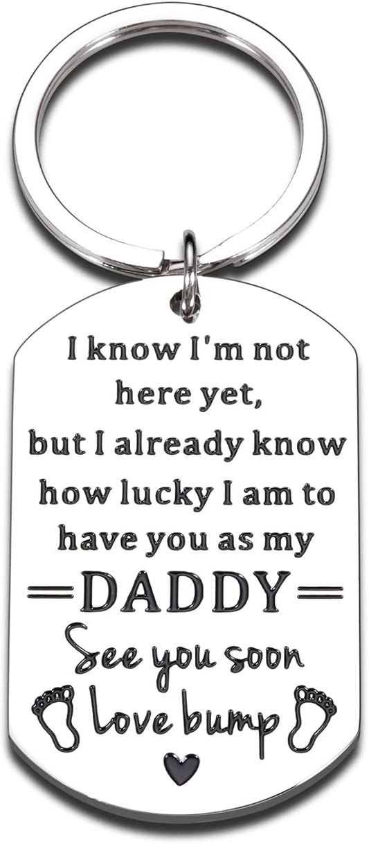 First Fathers Day for New Dad Gifts from Baby Boy Girl First Time Dad Daddy to Be Soon to Be Dad Keychain New Parents Pregnancy Announce Expecting Dad Gifts from Mom Wife Birthday Christmas