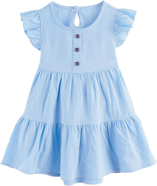 Toddler Girl Dress Ruffle Sleeveless Summer Cotton Dress Baby Girl Casual Party Dresses Kids Backless A-Line Sundress