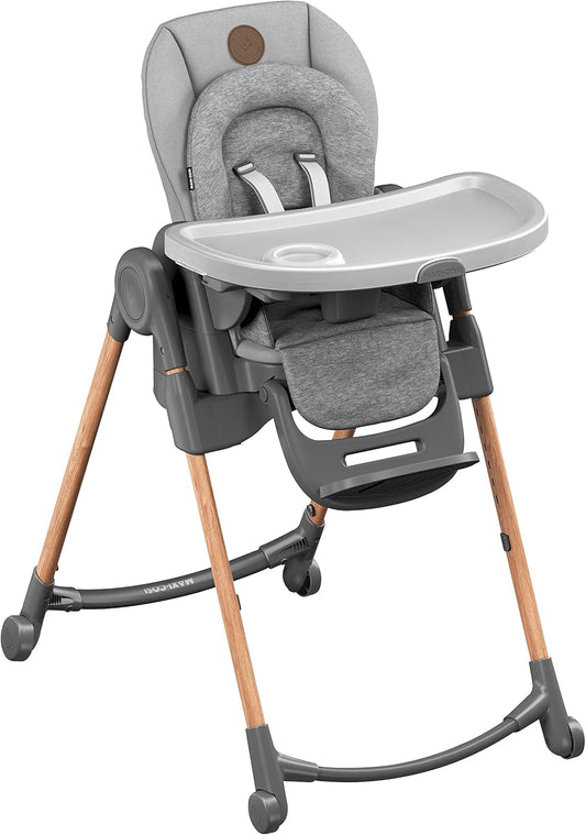 Minla 6-In-1 High Chair, Convertible, from Birth, Detachable Kitchen Booster Seat, Compact Fold, Easy to Clean, Essential Grey