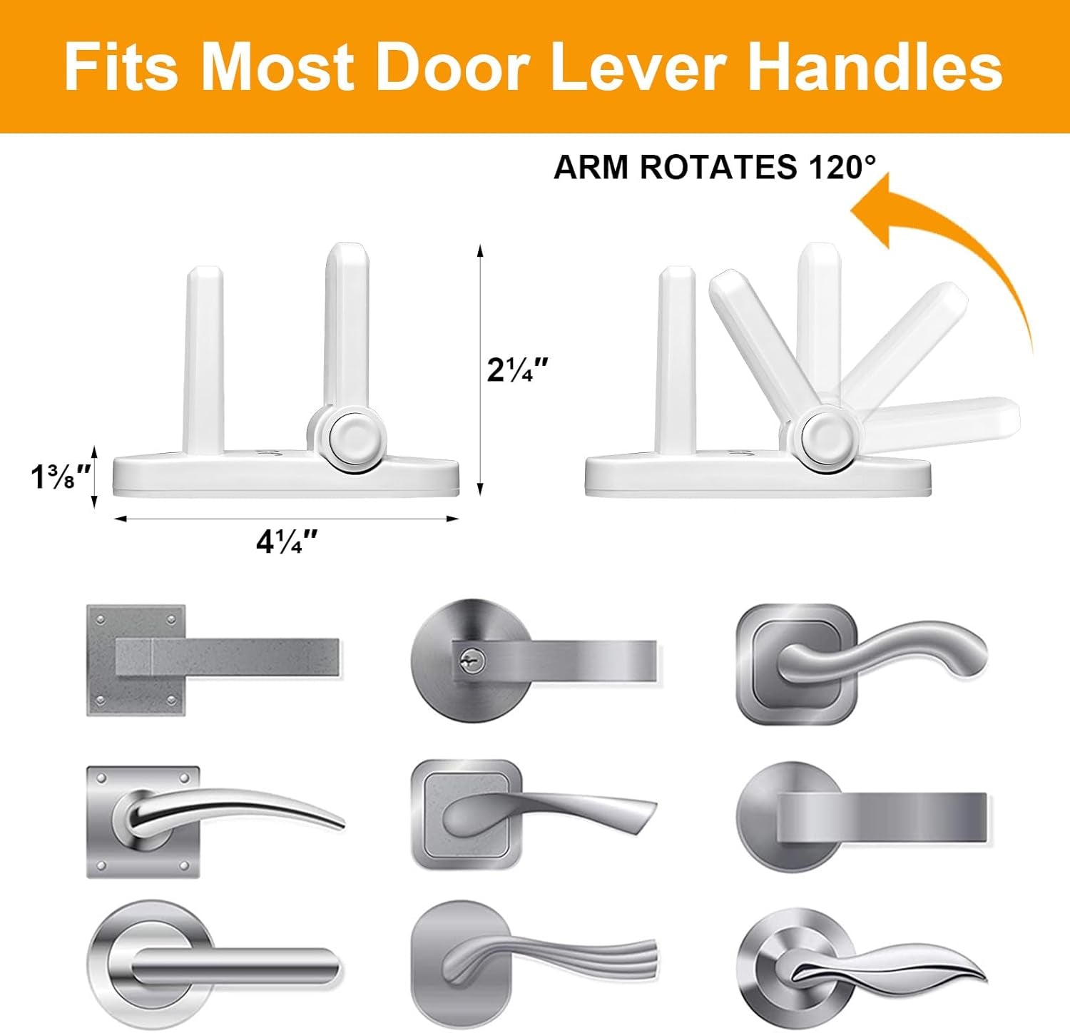 Improved Childproof Door Lever Lock(4 Pack) & Handles Premium Bonding Adhesive - Door Handle Child Proof