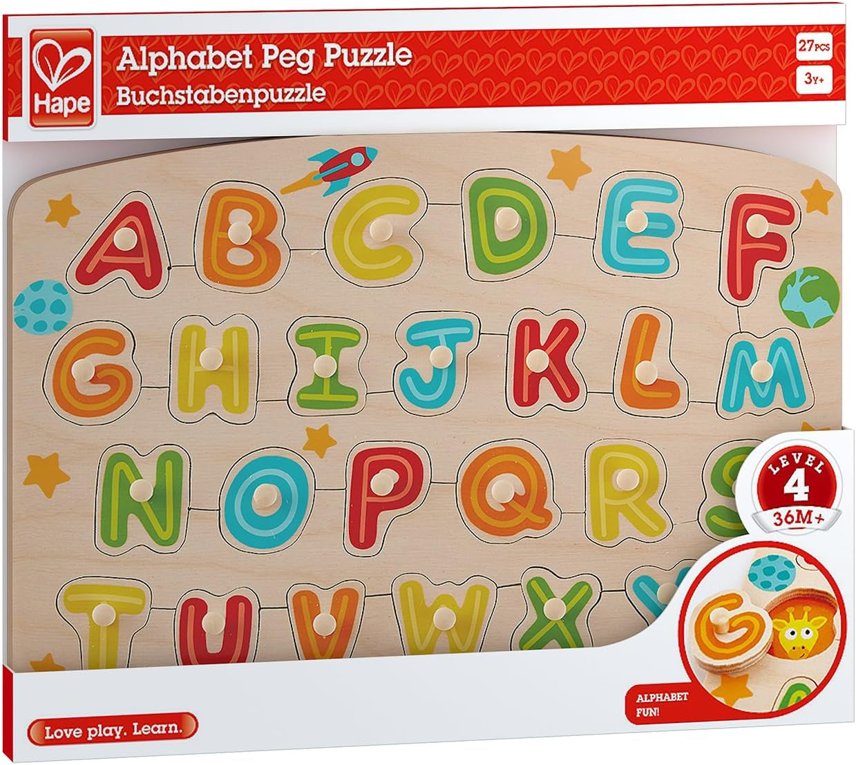 Alphabet Peg Puzzle Game, Multicolor, 5'' X 2''