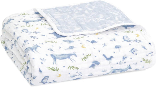 Dream Blanket, 100% Organic Cotton Muslin Blankets for Girls & Boys, Ideal Lightweight Newborn Nursery & Crib Blanket, Outdoors - Sleepy Forest