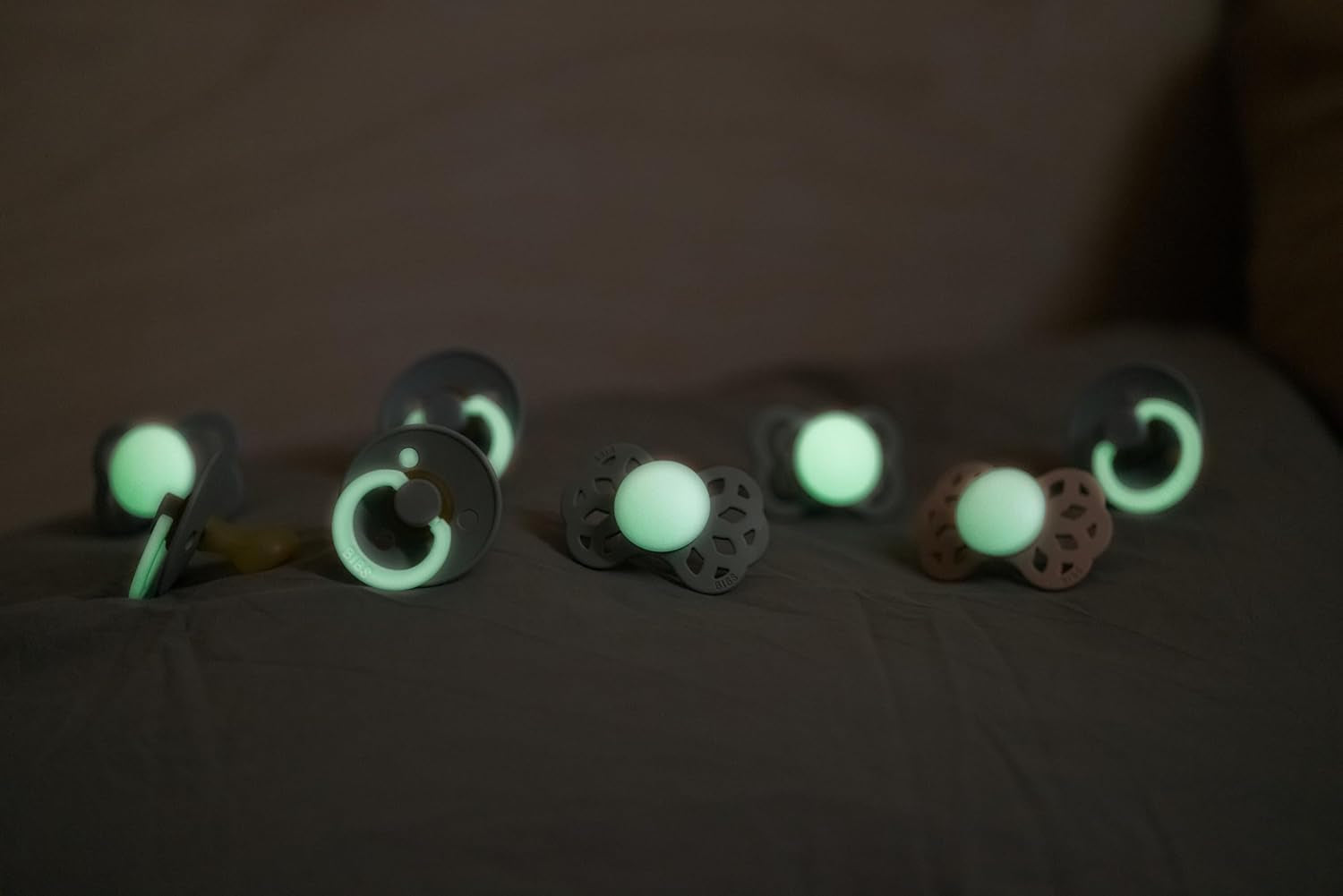 Colour Glow 2 Pack Pacifiers - BPA Free | Made in Denmark | Sand Glow/Iron Glow | Size 6-18 Months