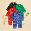 REDWOON Infant Baby Girl Boy Silk Jumpsuit Pajamas Short/Long Sleeve Button-Up Satin Pjs Footie Romper Pajama Nightgown