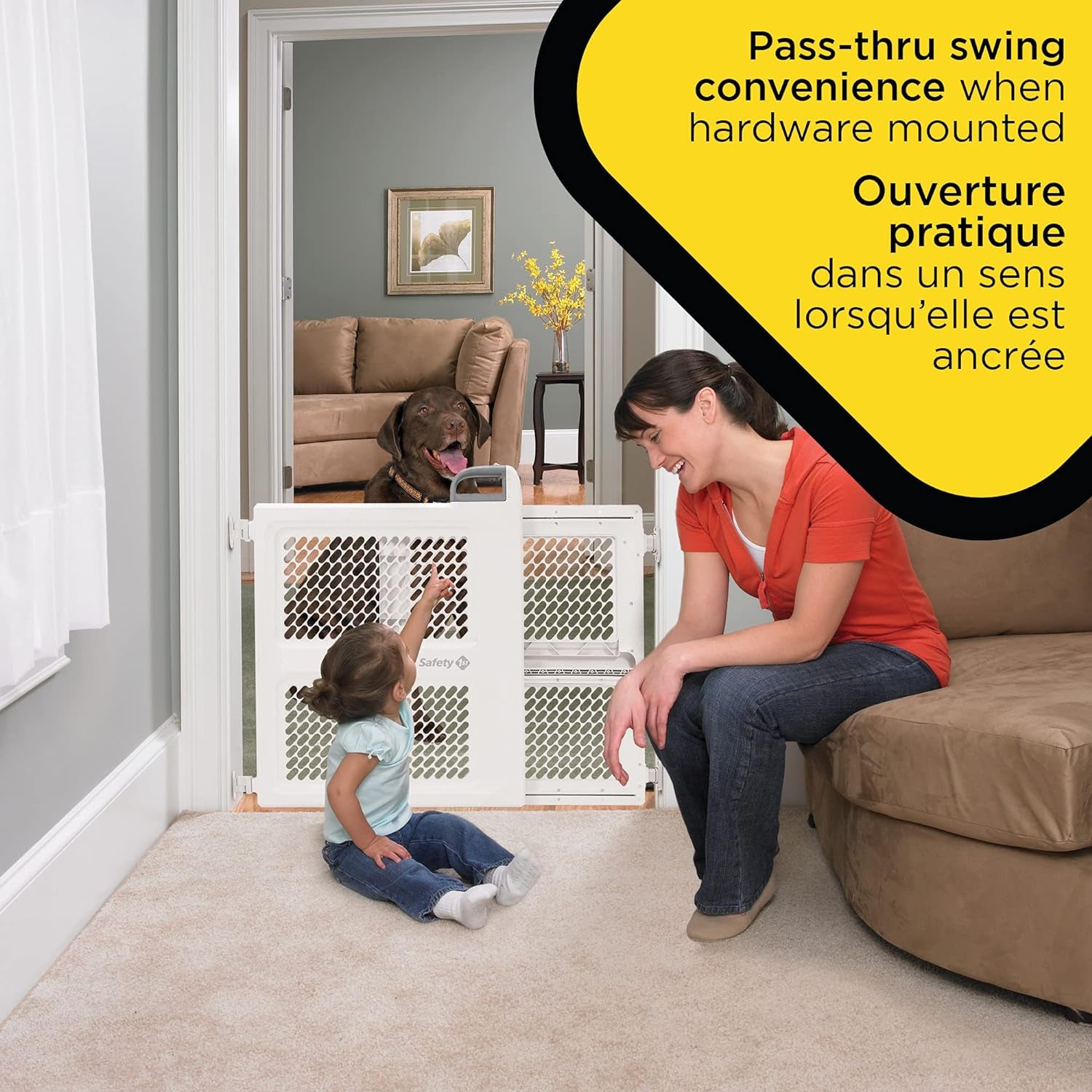 Lift, Lock and Swing Gate - Pressure or Hardware Installed, Fits Spaces between 28" and 42" Wide, 28" Tall, White