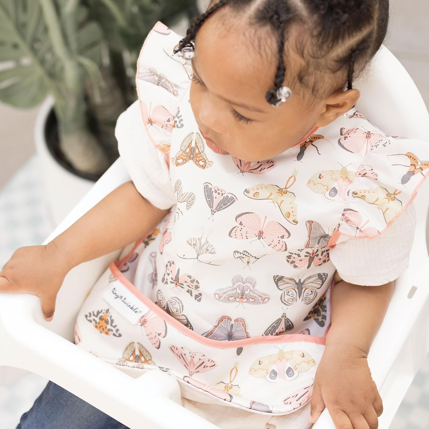 Mess Proof Baby Bib Waterproof Toddler and Baby Apron Bib Machine Washable Flutter