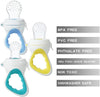 3 Pack Baby Feeder Fresh Fruit Food Feeder with 3 Different Size Silicone Pouch and 1 Pacifier Clips, Training Massaging Teether
