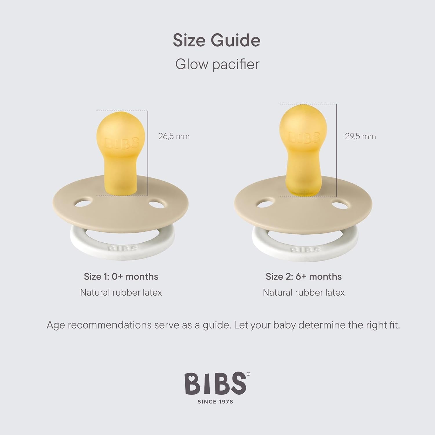 Colour Glow 2 Pack Pacifiers - BPA Free | Made in Denmark | Sand Glow/Iron Glow | Size 6-18 Months