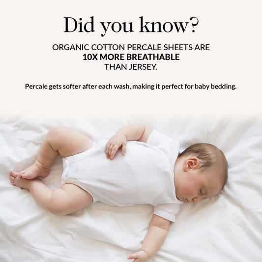 100% Organic Cotton Crib Sheets (3-Pack) - GOTS Certified - Breathable Organic Crib Sheets - Double-Elastic for Secure Fit, Extra Protection for Your Baby - Gender-Neutral Sheet (28"X55")/ 140 X 70Cm