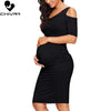 Chivry New Maternity Women Pregnancy Dresses Mama Clothes O-Neck Solid Sexy off Shoulder Bodycon Pregnant Women Casual Dress
