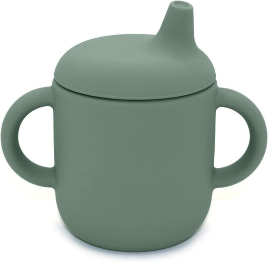 Nouka Non-Spill Sippy Cup | 100% Food-Grade Silicone | Easy Grip Double Handles | Non-Slip & Soft | Dishwasher Friendly | Fern | Size 6 Oz