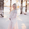 Boho Maternity Lace Dresses for Photo Shoot Pregnant Woman Photography Dress Maternity Photo Shooting Maxi Gown V-Neck