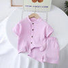 New 2025 Summer Kids' 2-Piece Set Breathable Cotton Short Sleeve Outfit Solid Color Unisex Baby & Toddler Clothes 0-5 Years