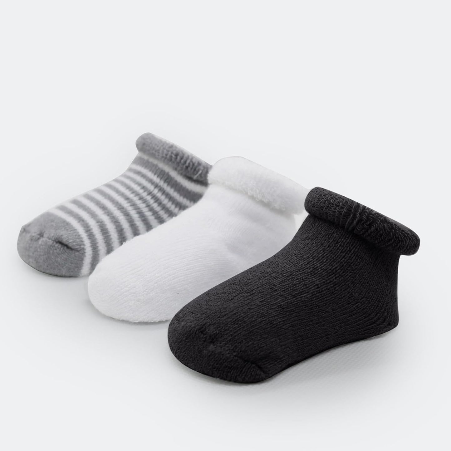 6-Pack Terry Newborn Socks - Black/Grey