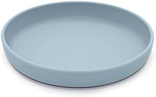 Nouka Flat Plate | 100% Food-Grade Silicone Baby Plates | Comes with a Lip Edge | Non-Slip & Soft | Dishwasher Friendly | Lily Blue | Size 7.5 In