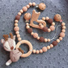 OOTDTY Crochet Elk Bunny Rattle Toys Wooden Baby Pram Clip Baby Gym Stroller Hanging Pendant Newborn Crib Mobile Rattle Toys