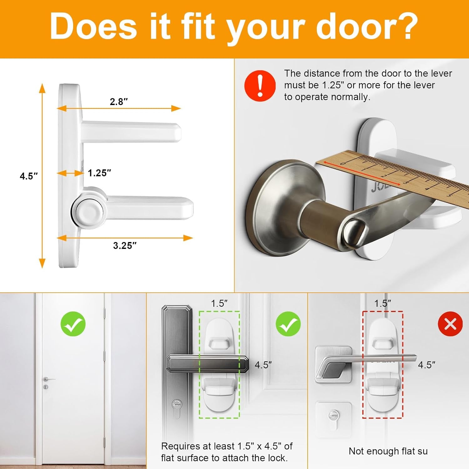 Improved Childproof Door Lever Lock(4 Pack) & Handles Premium Bonding Adhesive - Door Handle Child Proof