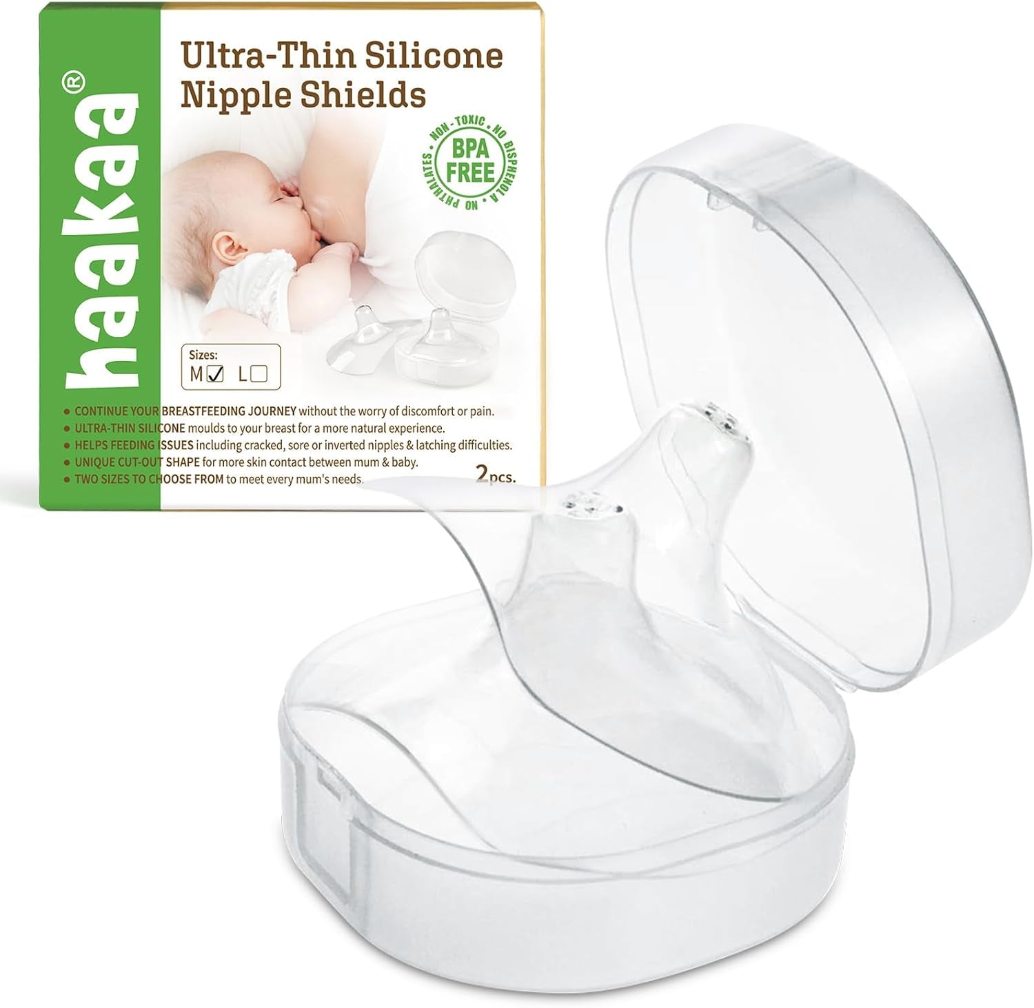 Nippleshield Silicone Nipple Shields for Breastfeeding with Carry Case Ultra-Thin Super-Soft (18Mm, 2Pk)