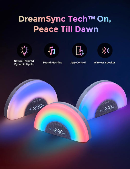 Dreamsync™ Baby Sound Machine, Night Light, APP Control Baby Sleep Trainer, Routine Builder, White Noise Machine with 34 Soothing Sounds, Wake up Light Sunrise Alarm Clock, Wireless Speaker
