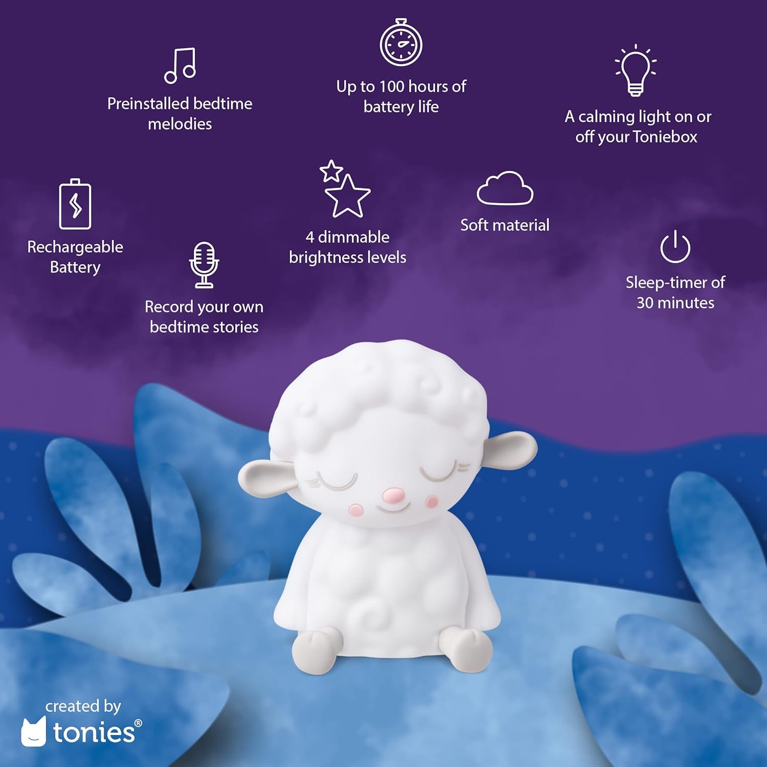 Night Light - Sleepy Sheep Audio Play Character from Sleepy Friends | Warm Glow | 90 Minutes of Beautifully Composed Melodies | Record Your Own Bedtime Stories