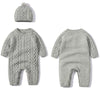 Autumn Newborn Girl Boy Knitted Jumpsuits Outfits Baby Rompers Caps Clothes Sets Winter Long Sleeve Toddler Infant Overalls 2Pcs