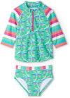 Girls' Rainbow Palm Rashguard Set (Toddler/Little Big Kid)