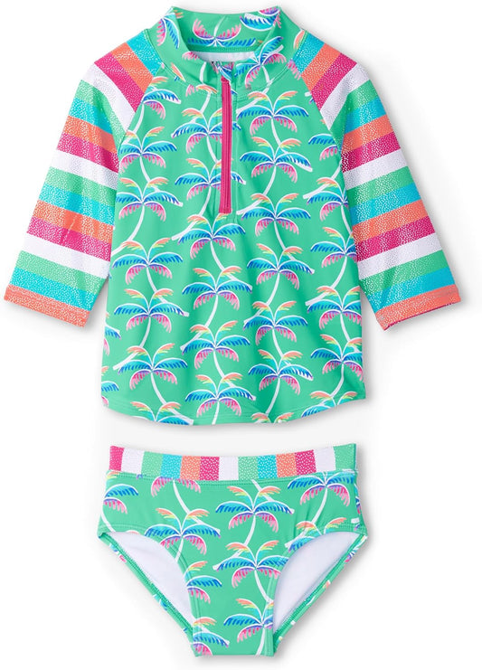 Girls' Rainbow Palm Rashguard Set (Toddler/Little Big Kid)