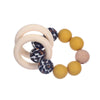 Baby Beech Wood Teething Double Rings Leopard Print Silicone round Beads Bracelet for Nursing Baby Teether Rattle Toys BPA Free
