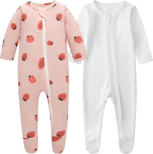 Organic Cotton Baby Boy Girl Zip Front Sleep 'N Play, Footed Sleeper, Long Sleeve
