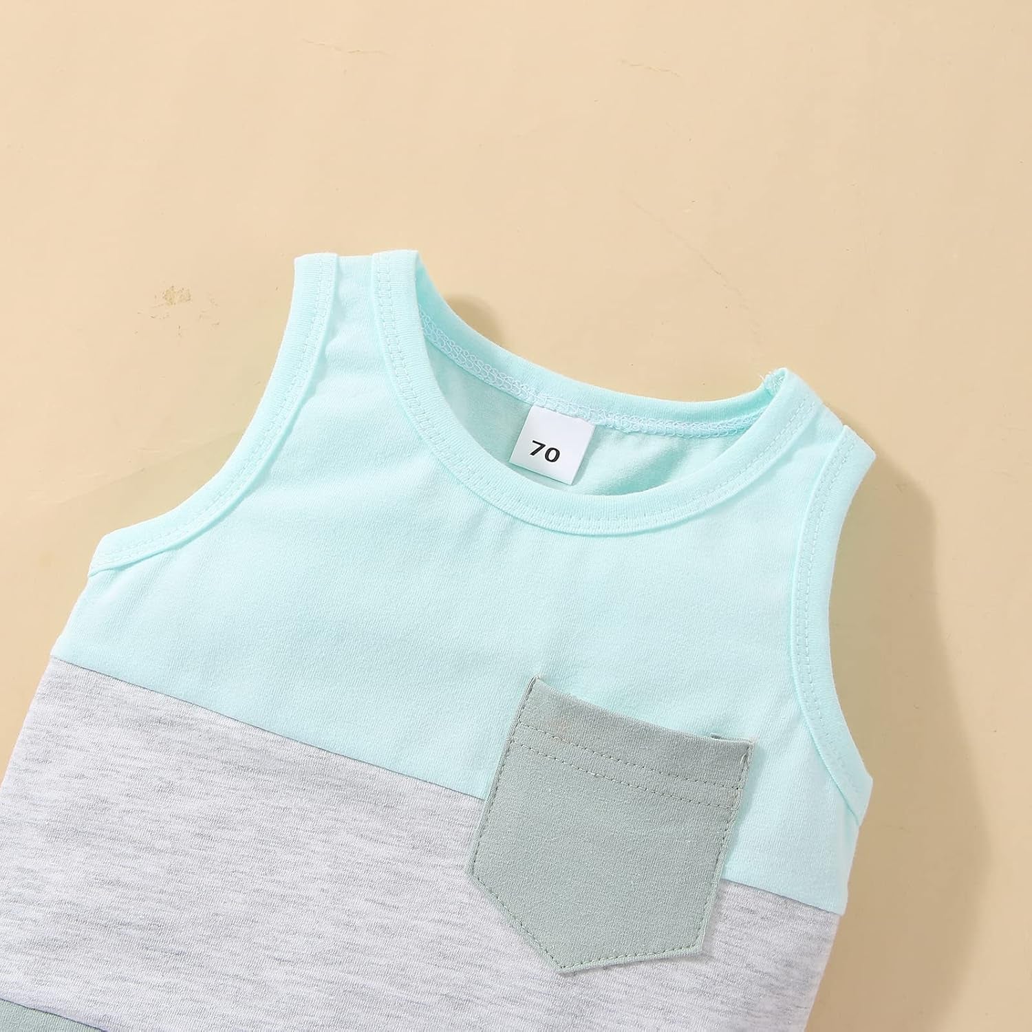 Toddler Baby Boys Summer Outfit Cute Colorblock round Neck Tees Top + Shorts 2Pcs Summer Clothes