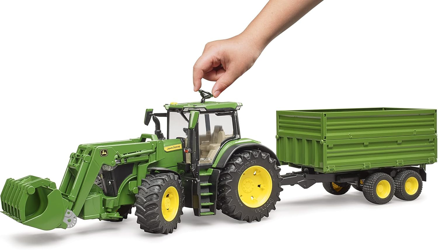 John Deere 7R 350 with Frontloader and Trailer