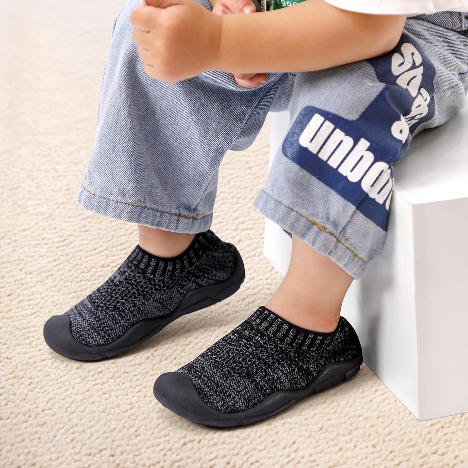 Kids Toddler Shoes Wide Toe Box Boys Sneakers Bump Toe Protection Slip on Sock Toddler Shoes