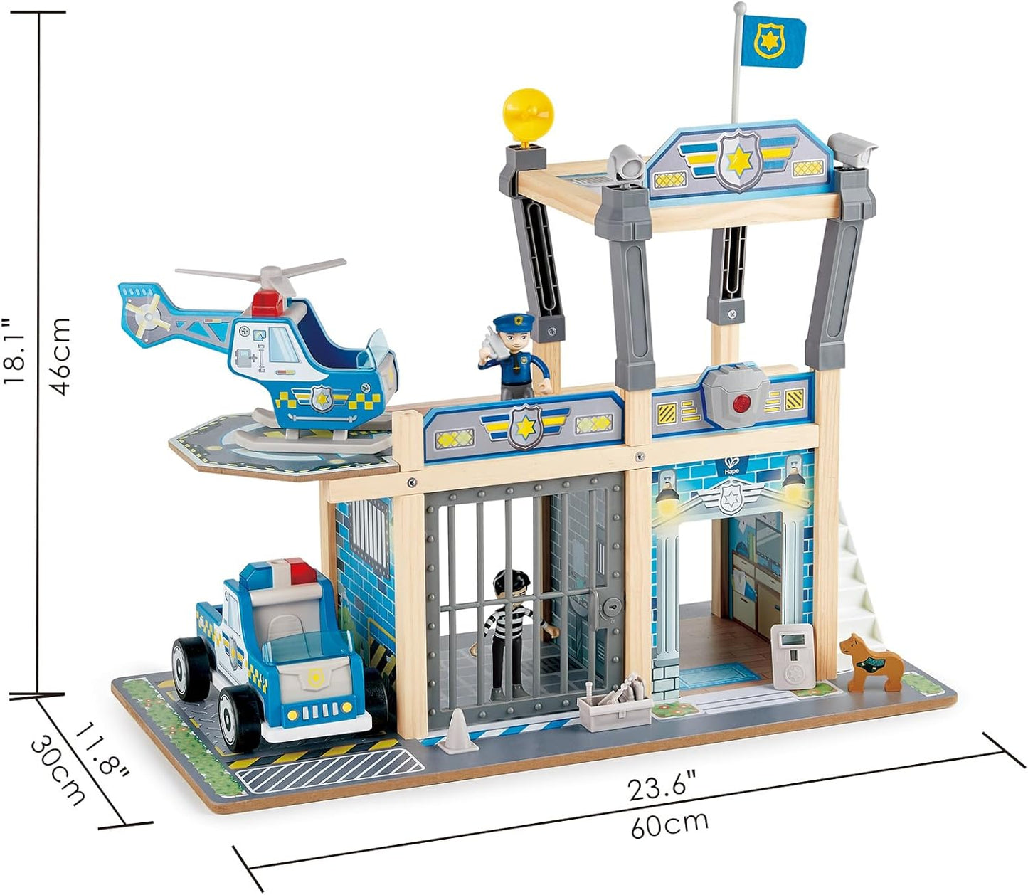 E3050 Metro Police Station Play Toy Set with Helicopter, Landing Pad, Police Car, Police Officer, Prisoner Action Figure, and More Accessories