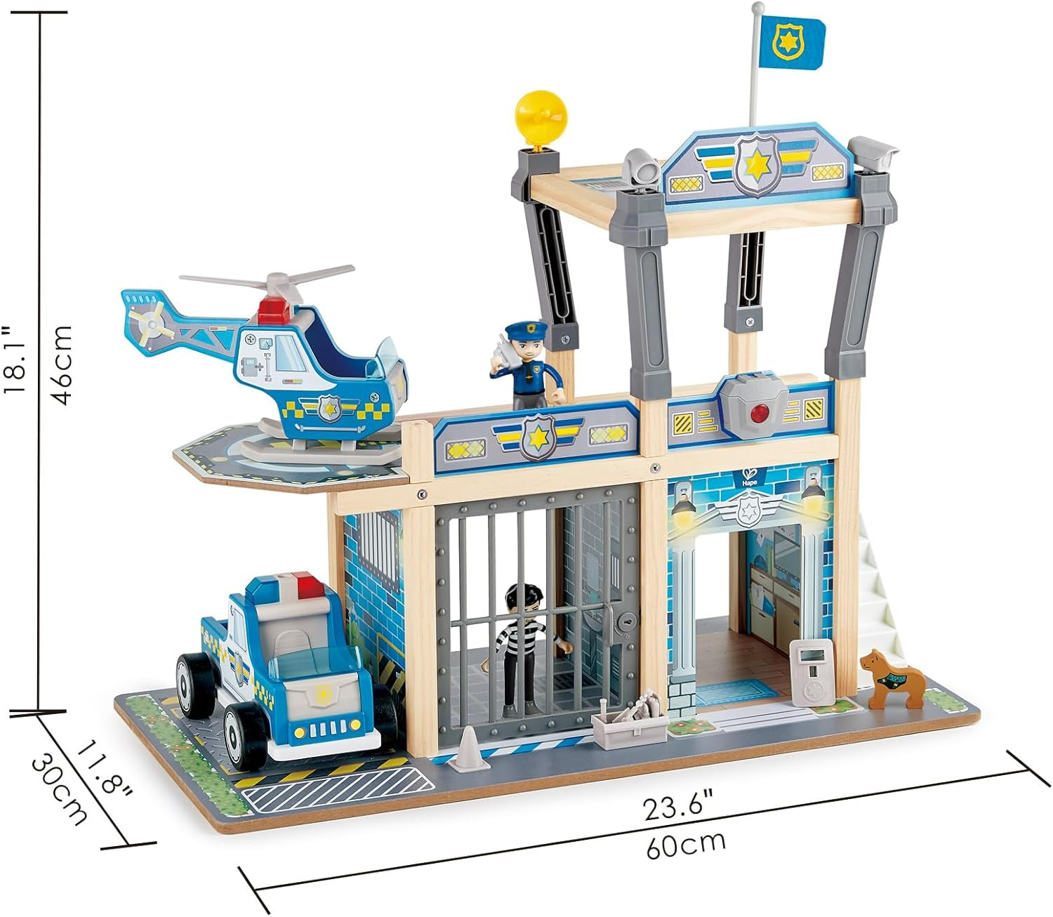 E3050 Metro Police Station Play Toy Set with Helicopter, Landing Pad, Police Car, Police Officer, Prisoner Action Figure, and More Accessories