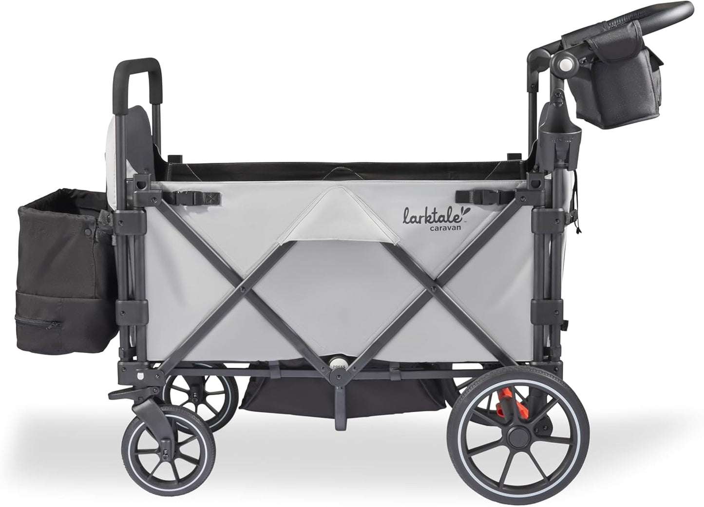 Caravan V3, Avalon Gray - Stroller/Wagon for Kids & Babies - Seats 2 Passengers or 200 Lbs. Total Weight Capacity. - Reclining Seats, Full-Coverage Sun Canopies, Height-Adjustable Handlebar