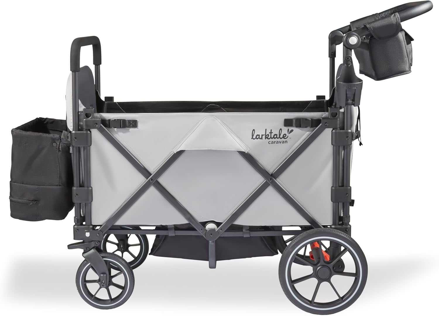 Caravan V3, Avalon Gray - Stroller/Wagon for Kids & Babies - Seats 2 Passengers or 200 Lbs. Total Weight Capacity. - Reclining Seats, Full-Coverage Sun Canopies, Height-Adjustable Handlebar