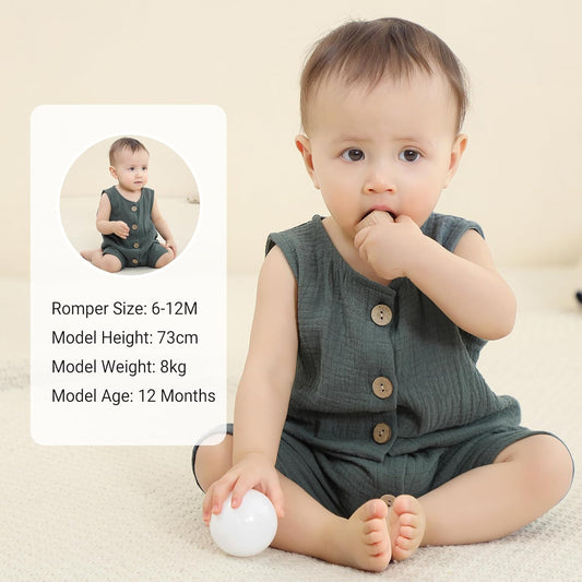 Baby Sleeveless Summer Romper Infant Toddler Cotton Outfits Unisex Boys Girls Jumpsuit 0-24 Months