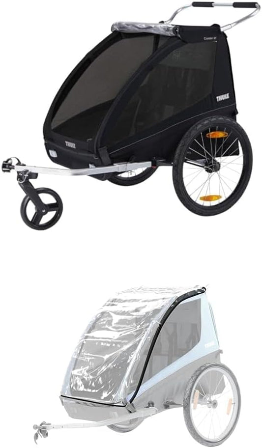 Coaster XT 2-Seat Bicycle Trailer & Stroller, Black and  Coaster/Cadence Rain Cover