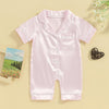 REDWOON Infant Baby Girl Boy Silk Jumpsuit Pajamas Short/Long Sleeve Button-Up Satin Pjs Footie Romper Pajama Nightgown
