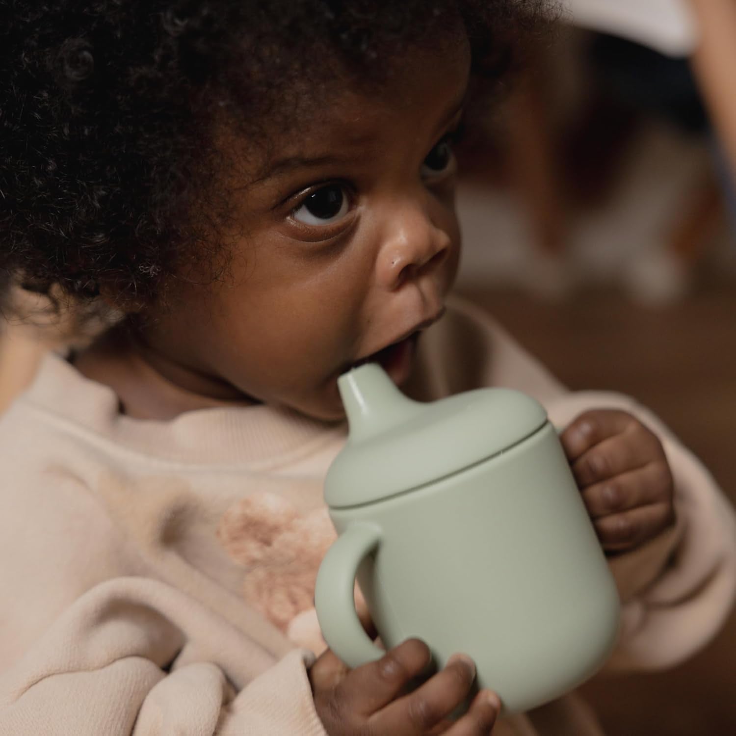 Nouka Non-Spill Sippy Cup | 100% Food-Grade Silicone | Easy Grip Double Handles | Non-Slip & Soft | Dishwasher Friendly | Fern | Size 6 Oz